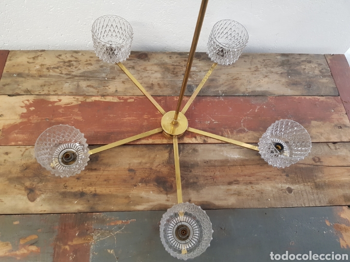 Vintage: Lampara de techo cristal dorada. - Foto 2