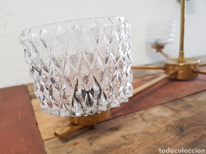Vintage: Lampara de techo cristal dorada. - Foto 4
