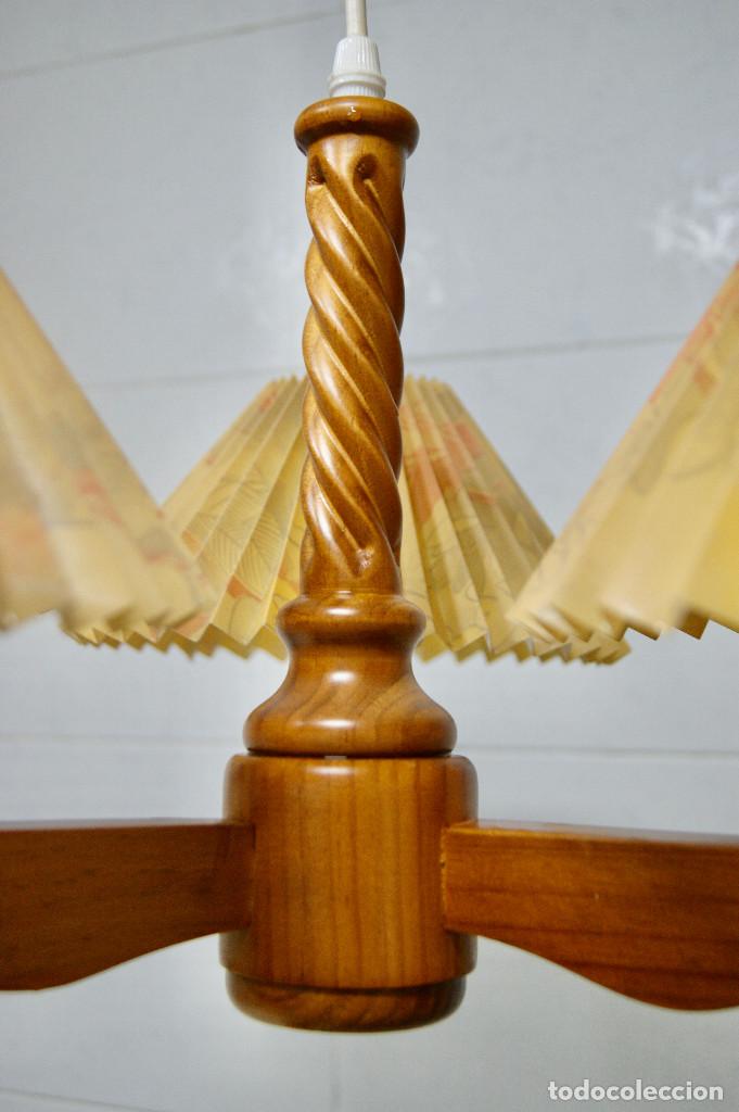 Vintage: lampara de techo madera y pantallas - Foto 9