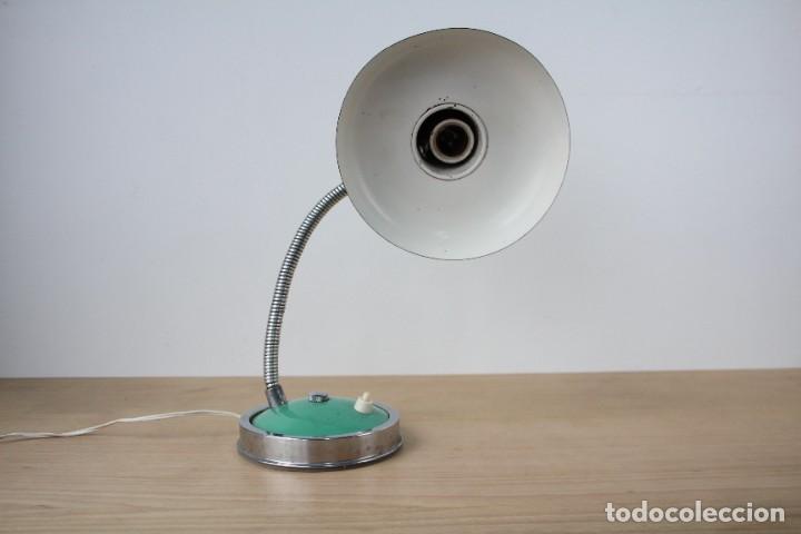 Vintage: L&aacute;mpara de mesa flexo. Verde turquesa. Vintage. - Foto 3