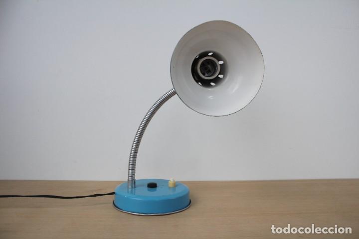 Vintage: L&aacute;mpara de mesa flexo.Azul. Vintage. - Foto 3