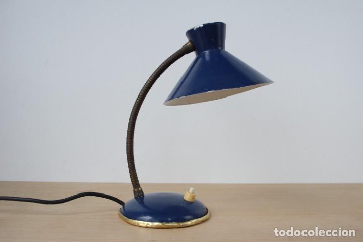 Vintage: L&aacute;mpara de mesa flexo. Azul. Vintage. - Foto 1