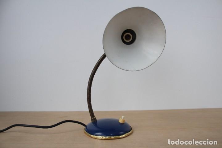 Vintage: L&aacute;mpara de mesa flexo. Azul. Vintage. - Foto 2