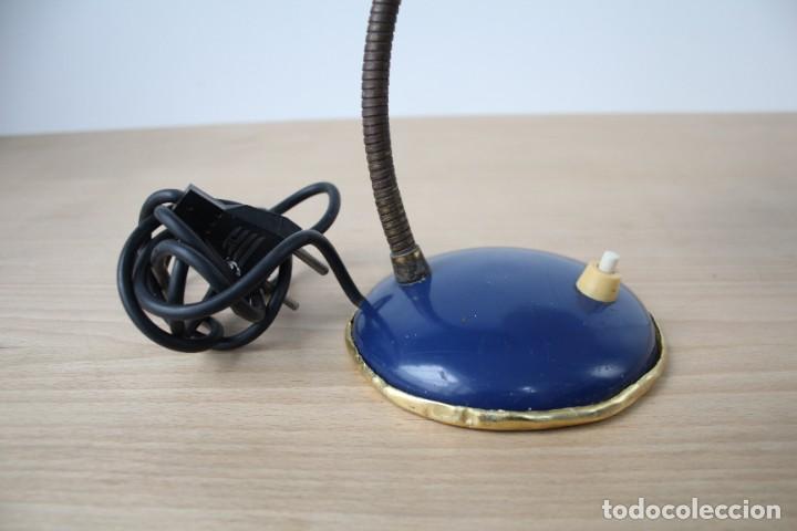Vintage: L&aacute;mpara de mesa flexo. Azul. Vintage. - Foto 7