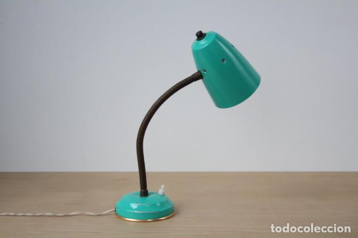 Vintage: L&aacute;mpara de mesa flexo. Turquesa. Vintage. - Foto 2