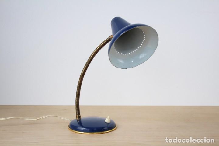 Vintage: L&aacute;mpara de mesa flexo. Azul. Vintage. - Foto 2