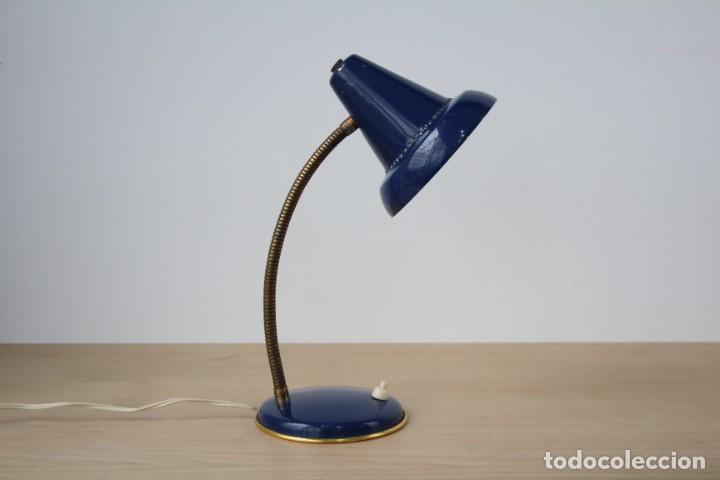 Vintage: L&aacute;mpara de mesa flexo. Azul. Vintage. - Foto 3