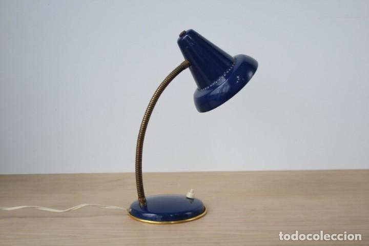 Vintage: L&aacute;mpara de mesa flexo. Azul. Vintage. - Foto 1