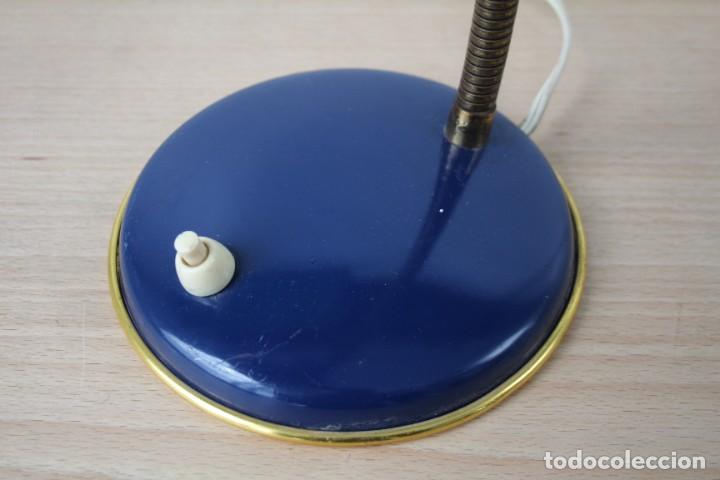 Vintage: L&aacute;mpara de mesa flexo. Azul. Vintage. - Foto 6