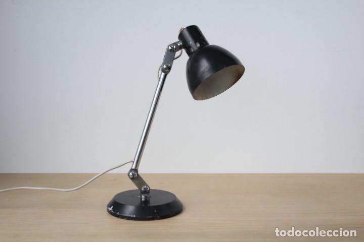 Vintage: L&aacute;mpara de mesa flexo. Negro. Vintage. - Foto 3