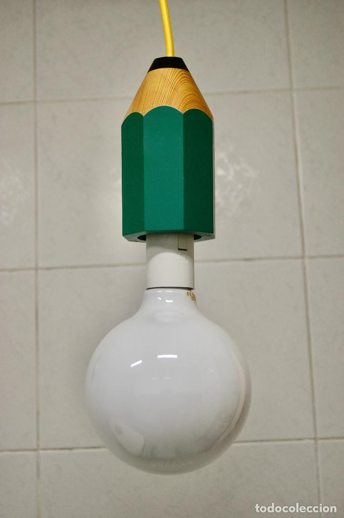 Vintage: lampara de techo lapicero color verde oscuro - Foto 1
