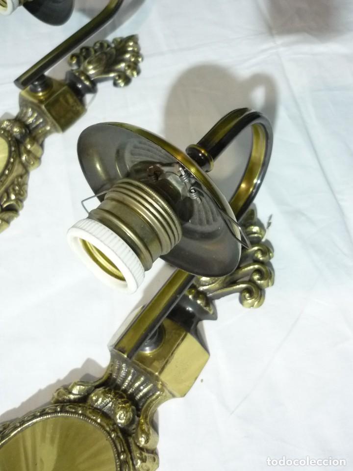 Vintage: 2 apliques de pared en bronce para poner globos - Foto 7