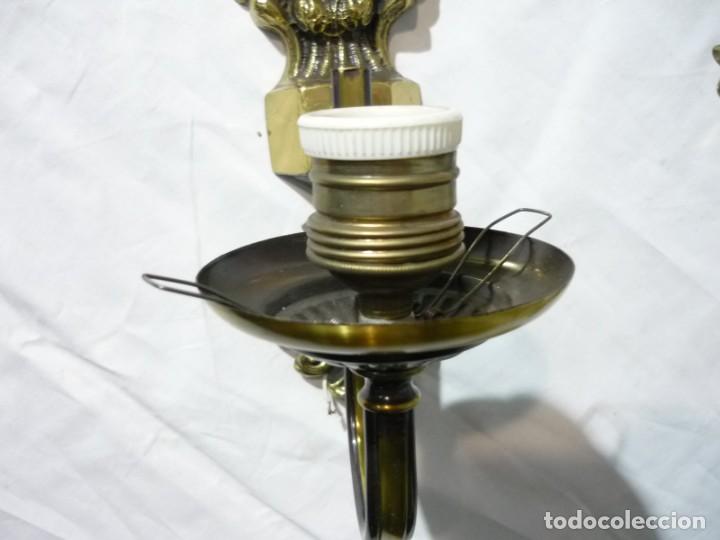 Vintage: 2 apliques de pared en bronce para poner globos - Foto 8