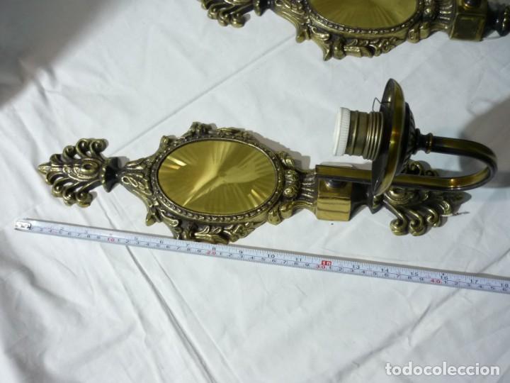 Vintage: 2 apliques de pared en bronce para poner globos - Foto 11