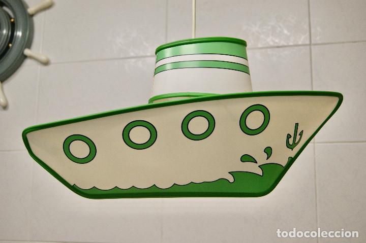 Vintage: lampara de techo barco en blanco y verde - Foto 1