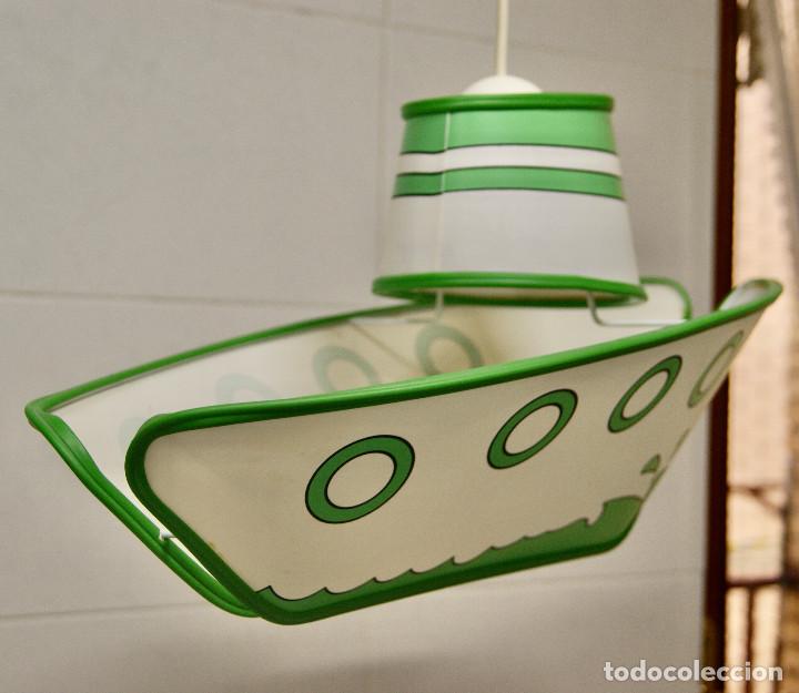 Vintage: lampara de techo barco en blanco y verde - Foto 3