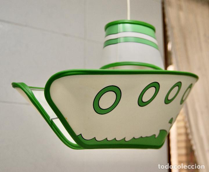 Vintage: lampara de techo barco en blanco y verde - Foto 5