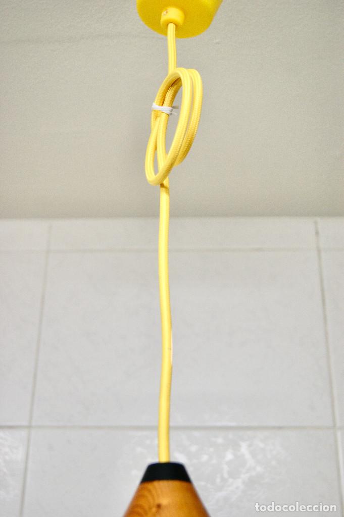 Vintage: lampara de techo lapicero, madera y amarillo - Foto 5