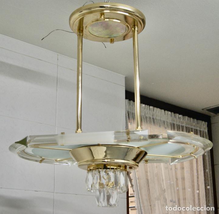 Vintage: lampara de techo dorada y cristal - Foto 1