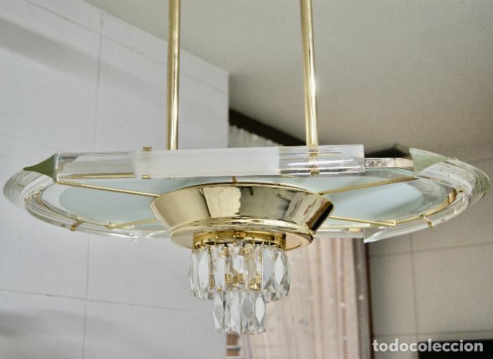 Vintage: lampara de techo dorada y cristal - Foto 4