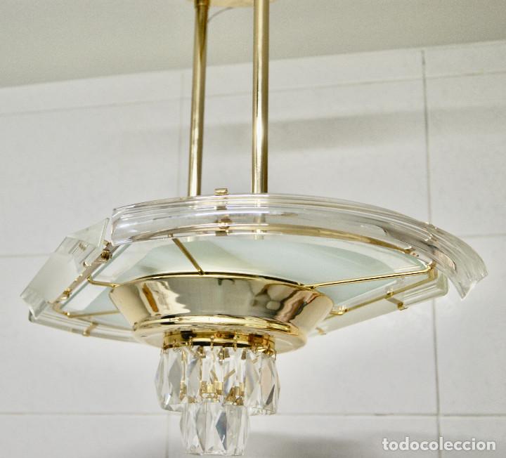 Vintage: lampara de techo dorada y cristal - Foto 5