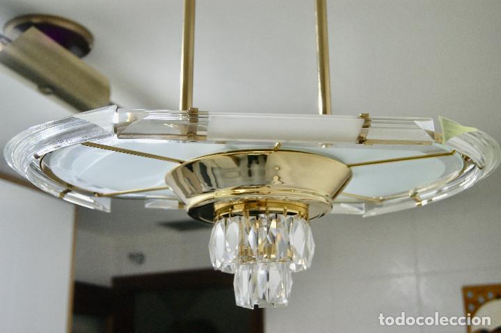 Vintage: lampara de techo dorada y cristal - Foto 6
