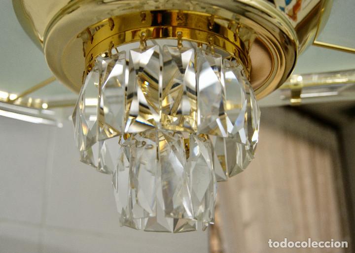 Vintage: lampara de techo dorada y cristal - Foto 10