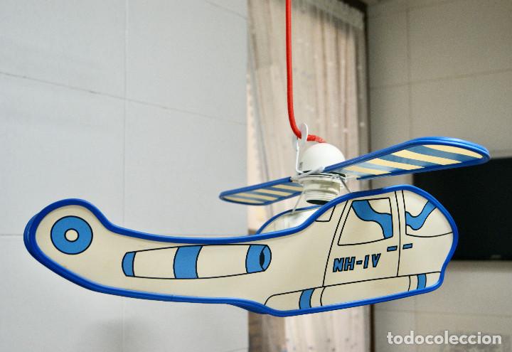 Vintage: lampara de techo helic&oacute;ptero blanco, azul y rojo - Foto 3