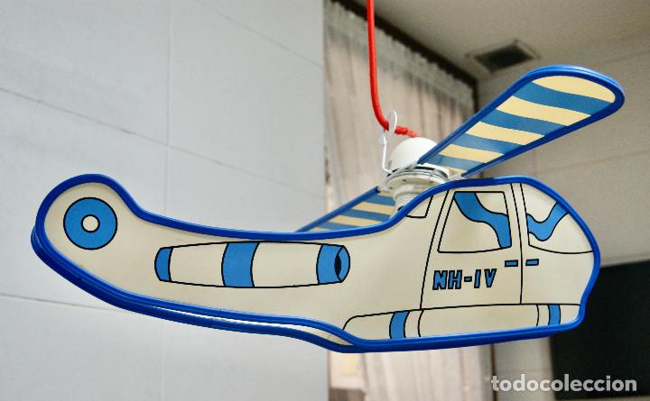 Vintage: lampara de techo helic&oacute;ptero blanco, azul y rojo - Foto 5