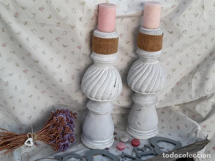 Vintage: 2 candeleros de madera - Foto 1