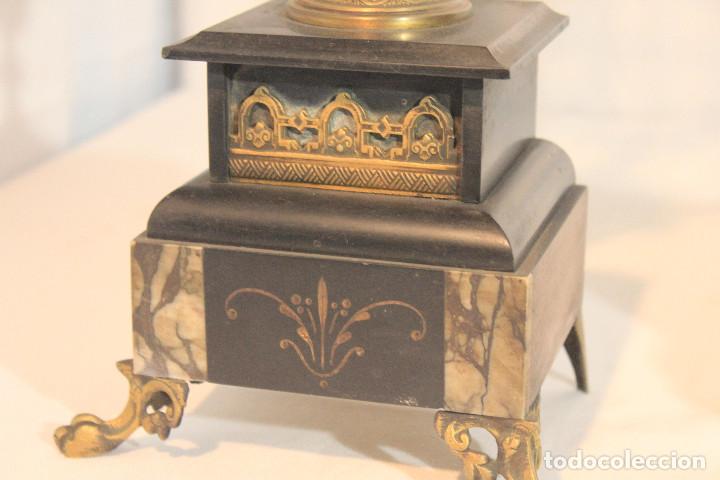 Vintage: PAREJA CANDELABROS BRONCE MARMOL 4 PIES - Foto 6