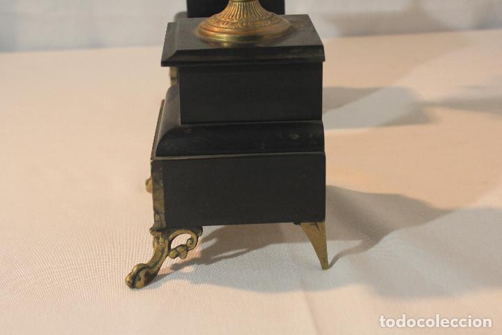 Vintage: PAREJA CANDELABROS BRONCE MARMOL 4 PIES - Foto 9