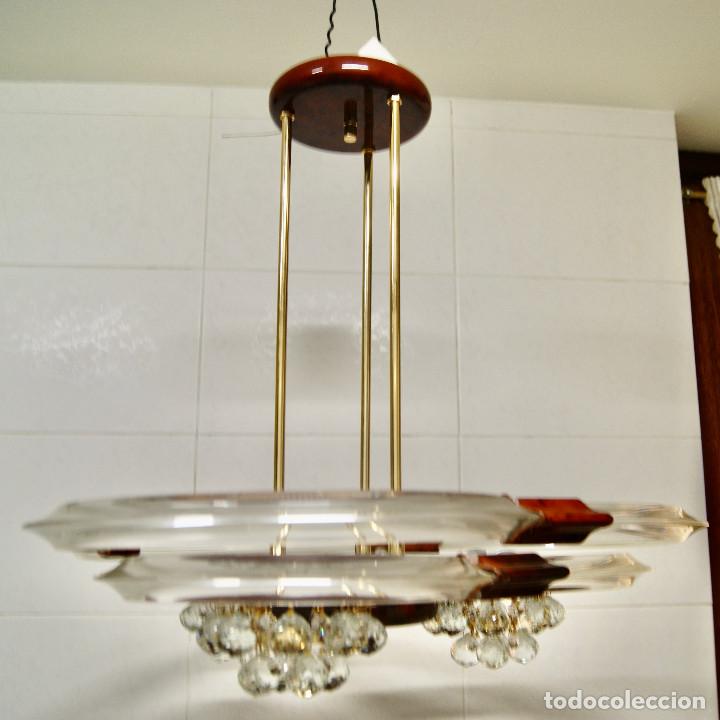Vintage: lampara de techo ra&iacute;z, dorada, cristal - Foto 2