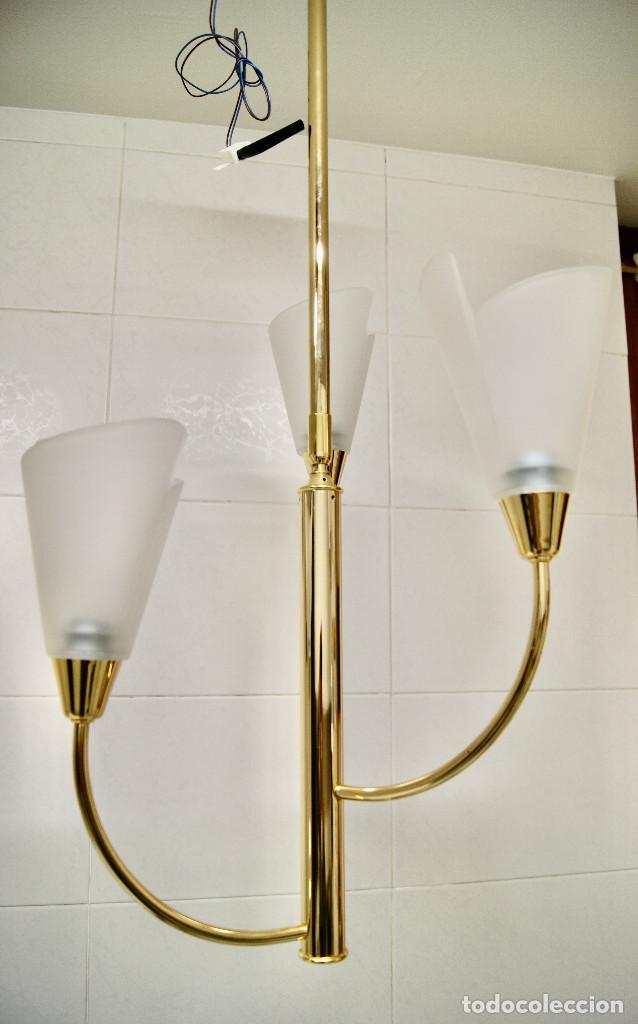 Vintage: lampara de techo, dorado y cristal - Foto 1