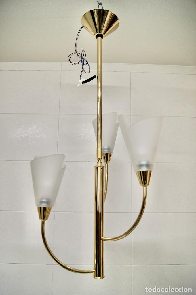Vintage: lampara de techo, dorado y cristal - Foto 2