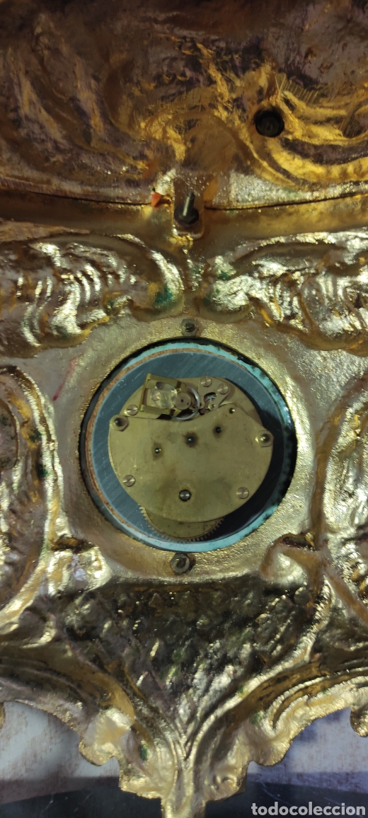 Vintage: Reloj de bronce con base de m&aacute;rmol funciona perfectamente - Foto 5