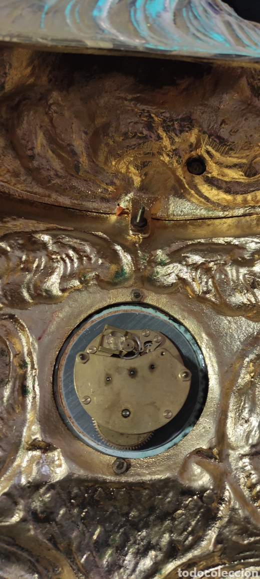 Vintage: Reloj de bronce con base de m&aacute;rmol funciona perfectamente - Foto 8