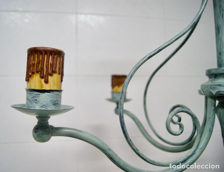 Vintage: lampara de techo verde con velas - Foto 7