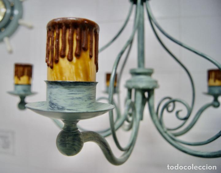 Vintage: lampara de techo verde con velas - Foto 8