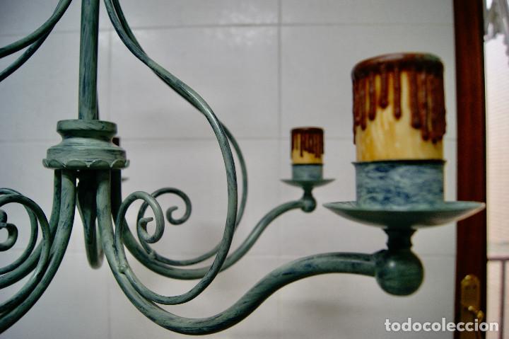 Vintage: lampara de techo verde con velas - Foto 9