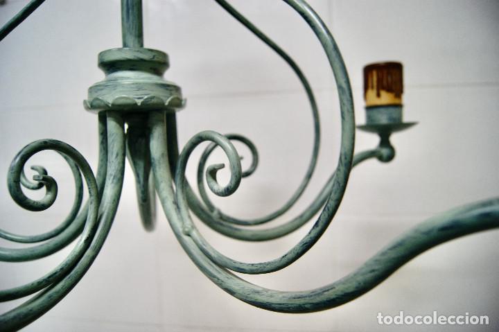 Vintage: lampara de techo verde con velas - Foto 11