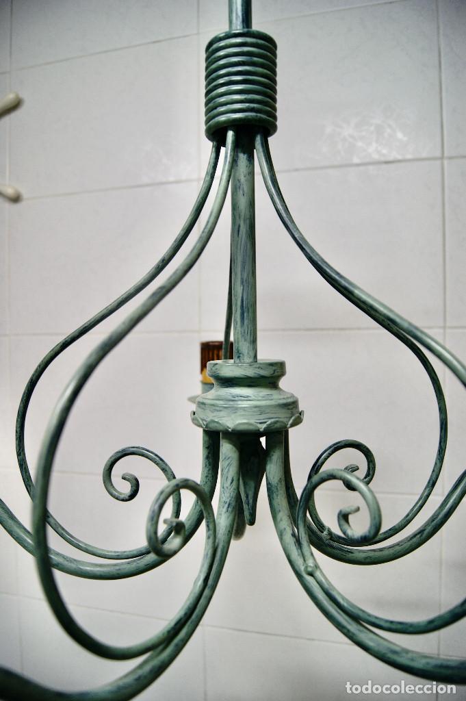Vintage: lampara de techo verde con velas - Foto 12