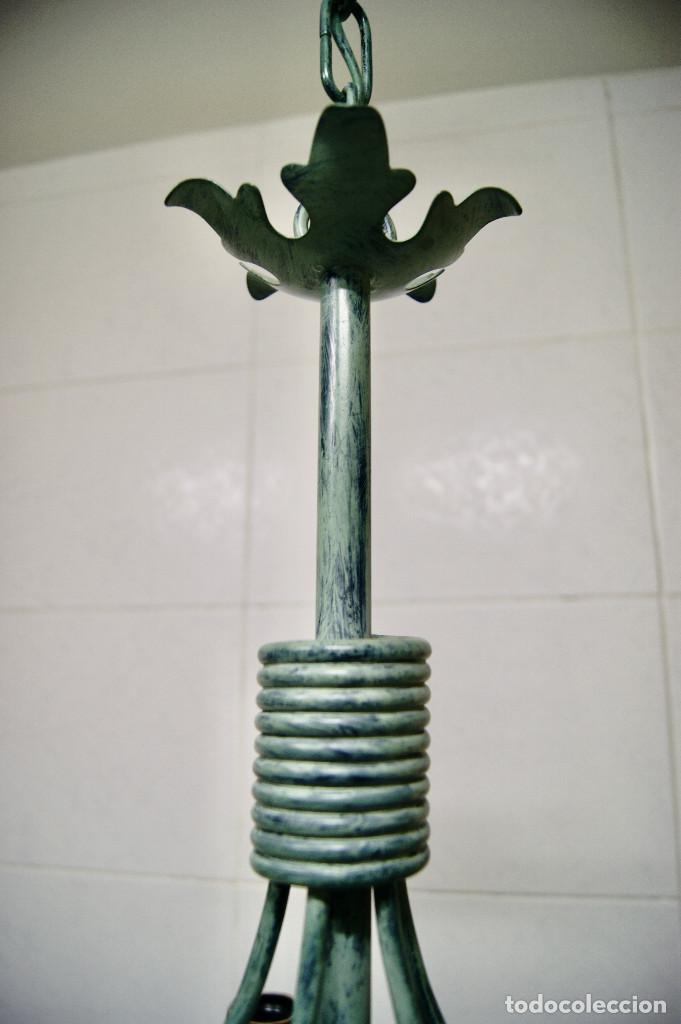 Vintage: lampara de techo verde con velas - Foto 14