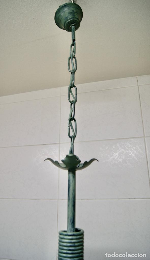 Vintage: lampara de techo verde con velas - Foto 15