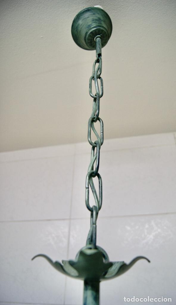 Vintage: lampara de techo verde con velas - Foto 16