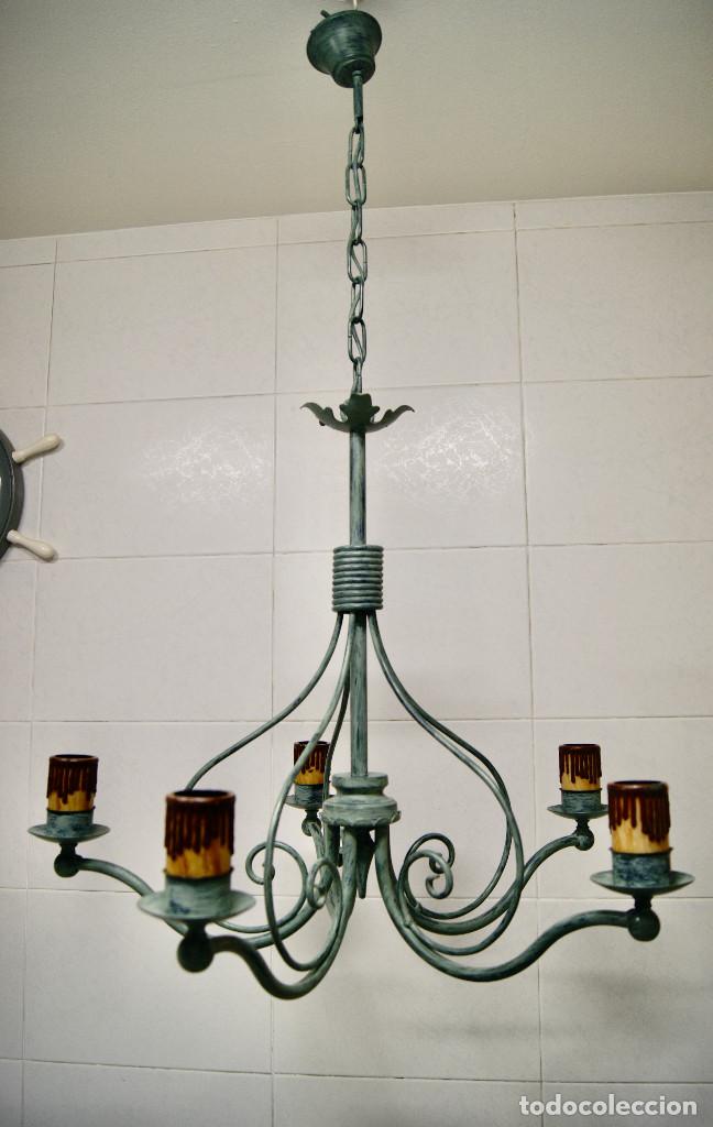 Vintage: lampara de techo verde con velas - Foto 19