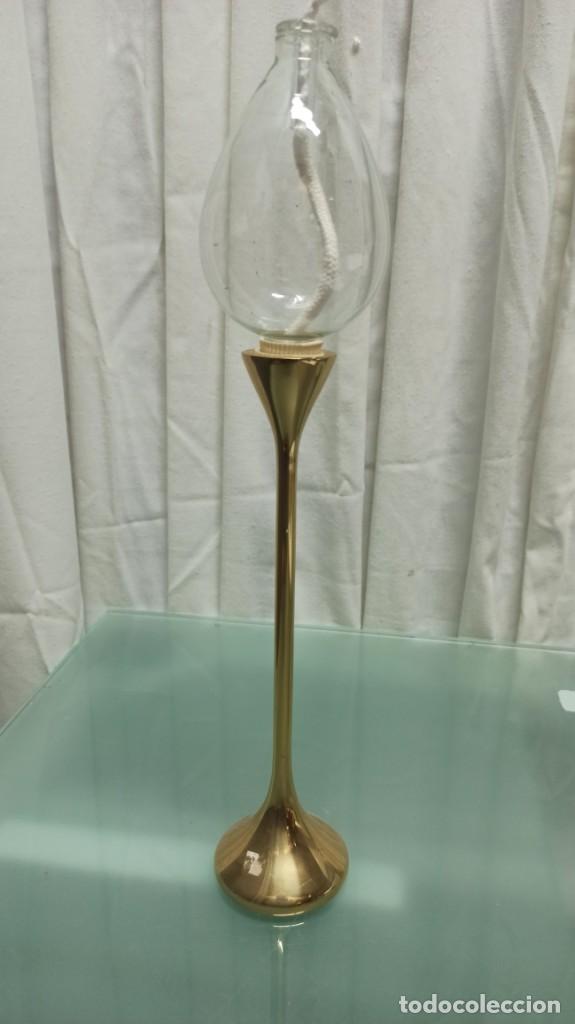 Vintage: CANDELABRO ACEITE BRONCE Y CRISTAL - Foto 1