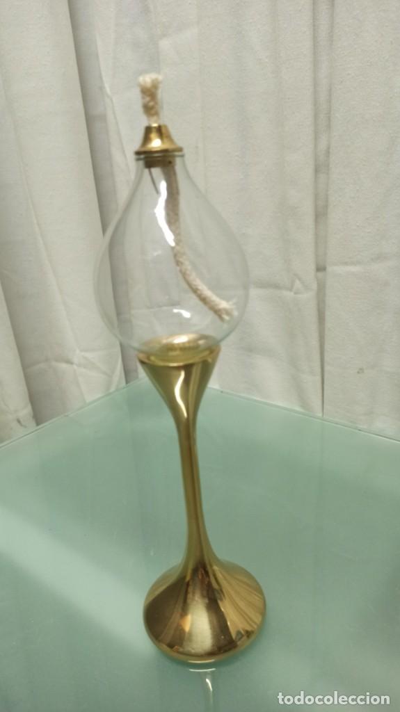 Vintage: CANDELABRO BRONCE Y CRISTAL PARA ACEITE - Foto 3
