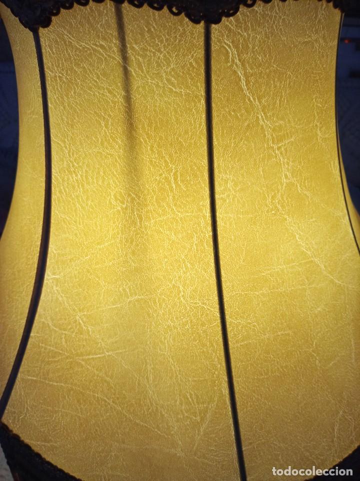 Vintage: LAMPARA MADERA TULIPA DE PIEL - Foto 5