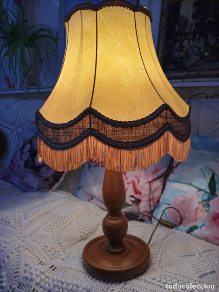Vintage: LAMPARA MADERA TULIPA DE PIEL - Foto 8
